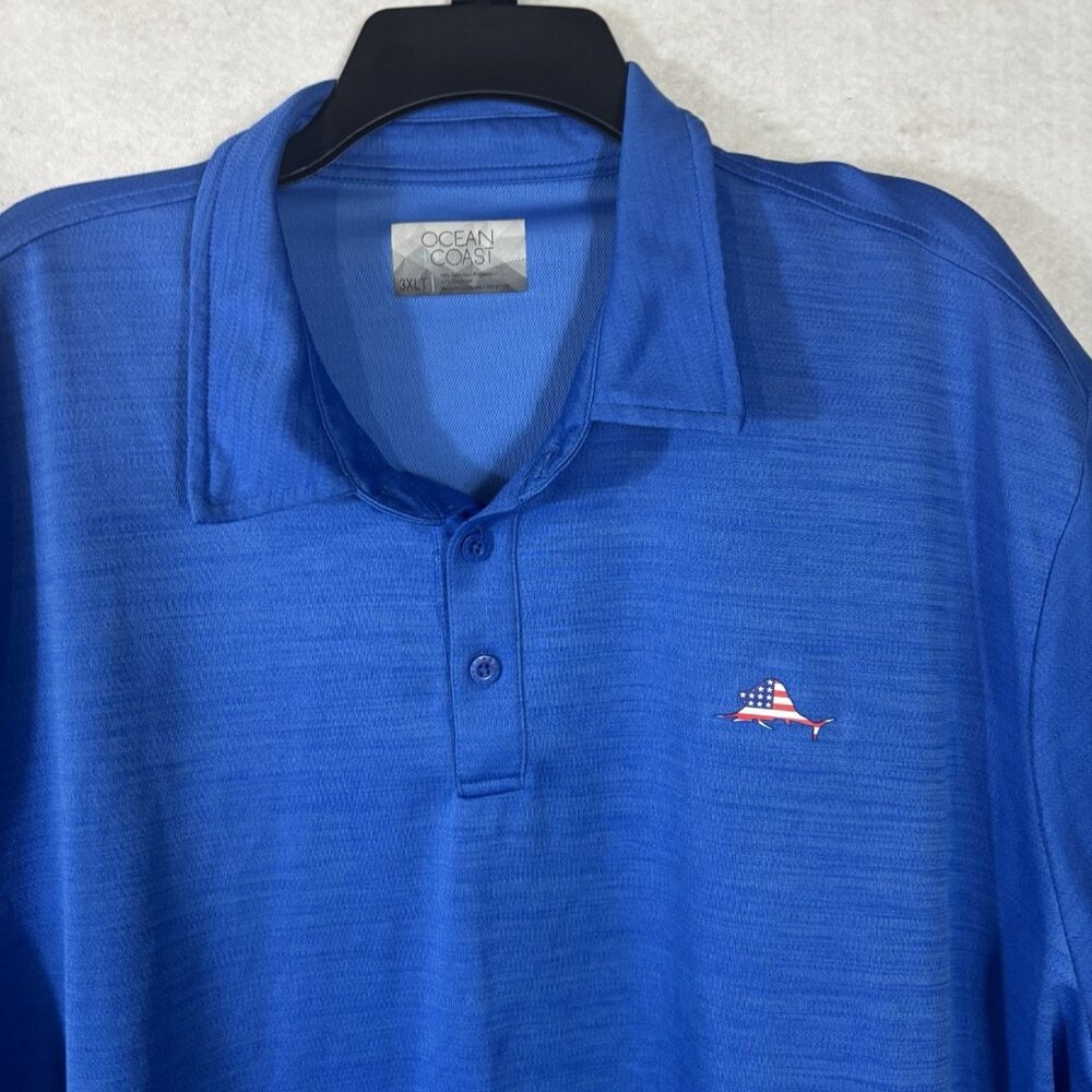 Lot Of 3 Ocean Coast Mens Polo Shirts Blue 3XLT Button Golf Outdoor Tennis Fish - Picture 10 of 14